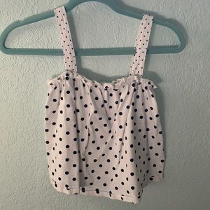 Black and white polka dot crop top
